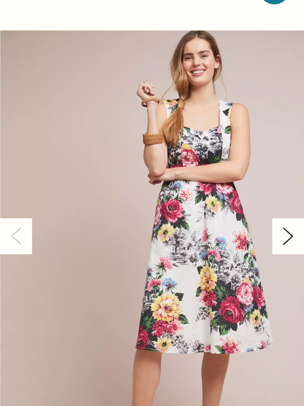 Anthropologie White Dress with Pink & Yellow Floral Print - Picture 9 of 12